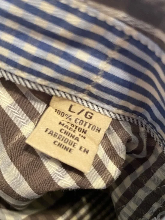 Tommy Bahama Jeans Brown and White Plaid Long Sleeve Button-Up Shirt Men’s  L - Picture 4 of 11